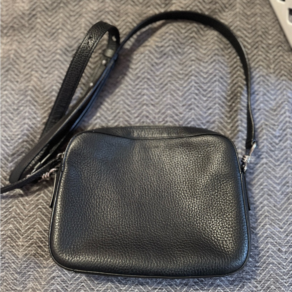 All Saints Black Pebbled Leather Crossbody Bag